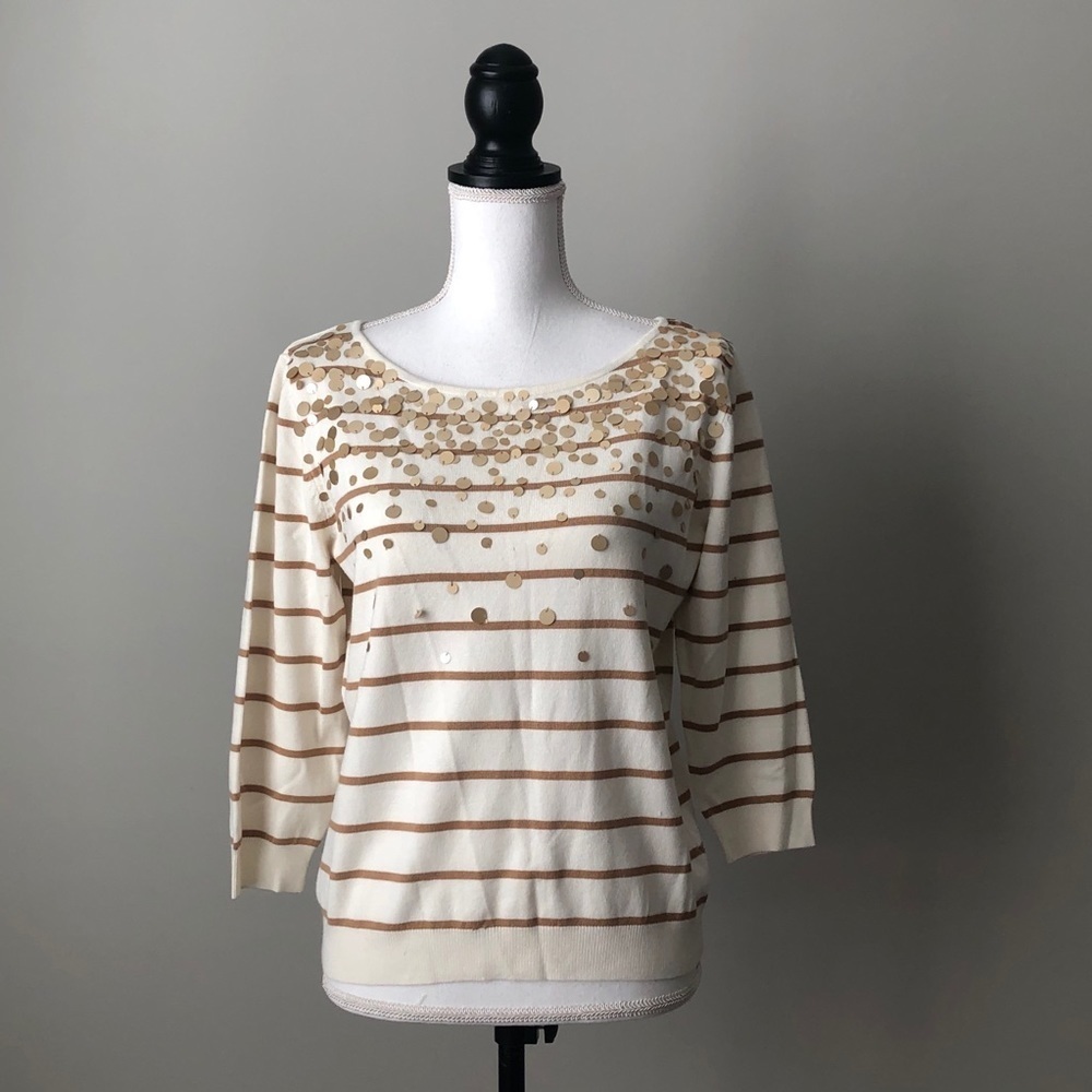 RUBY RD. | Cream and Gold Holiday Sweater